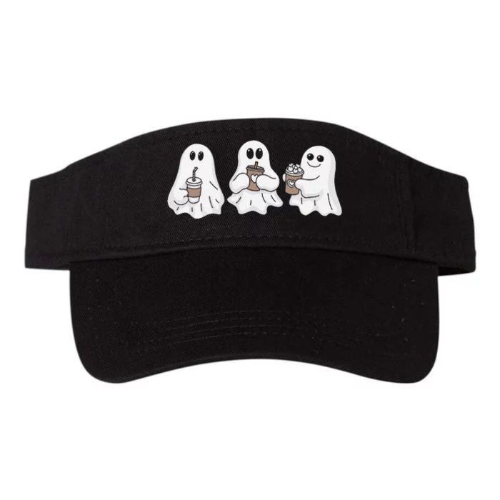 Drinking Ice Coffee Latte Beverage Ghost Halloween Valucap Bio-Washed Visor