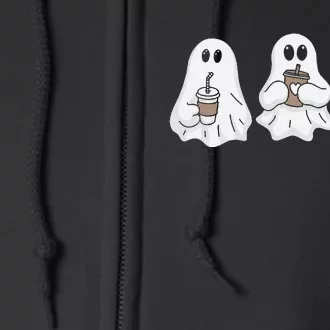 Drinking Ice Coffee Latte Beverage Ghost Halloween Full Zip Hoodie