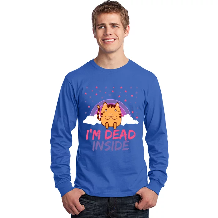 Dead Inside Depression Can Kill Design Funny Cute Cat Great Gift Long Sleeve Shirt