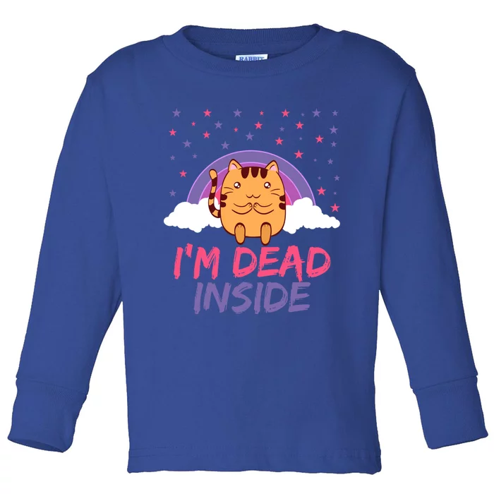 Dead Inside Depression Can Kill Design Funny Cute Cat Great Gift Toddler Long Sleeve Shirt