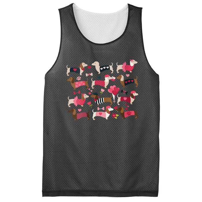 Doxie In Dog Dress Weiner Dachshund Valentines Day Gift Mesh Reversible Basketball Jersey Tank