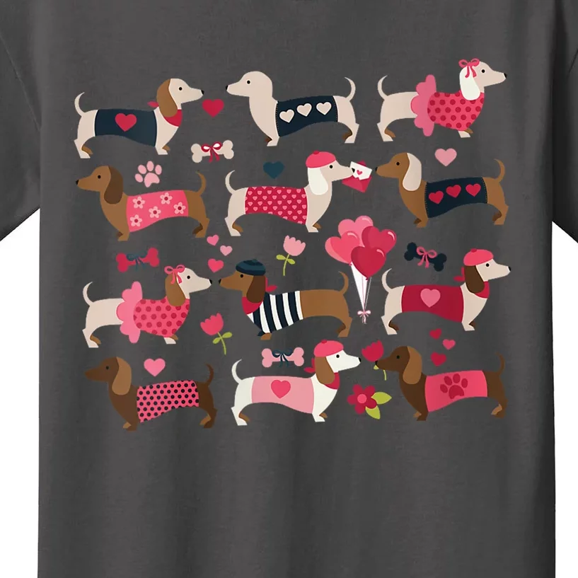 Doxie In Dog Dress Weiner Dachshund Valentines Day Gift Kids T-Shirt