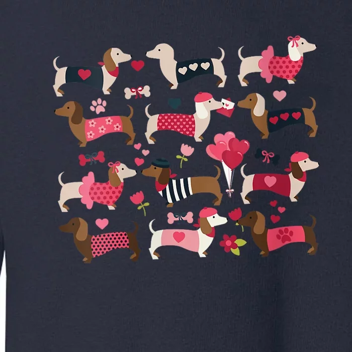 Doxie In Dog Dress Weiner Dachshund Valentines Day Gift Toddler Sweatshirt