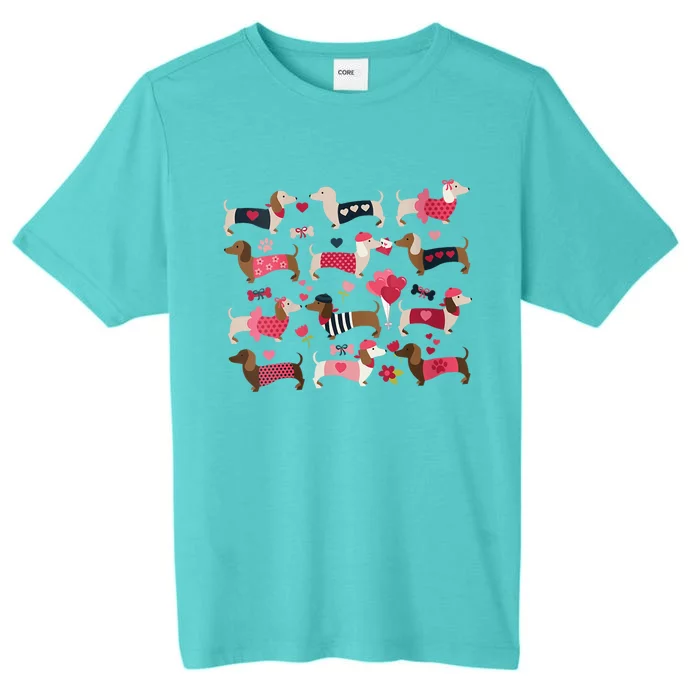 Doxie In Dog Dress Weiner Dachshund Valentines Day Gift ChromaSoft Performance T-Shirt