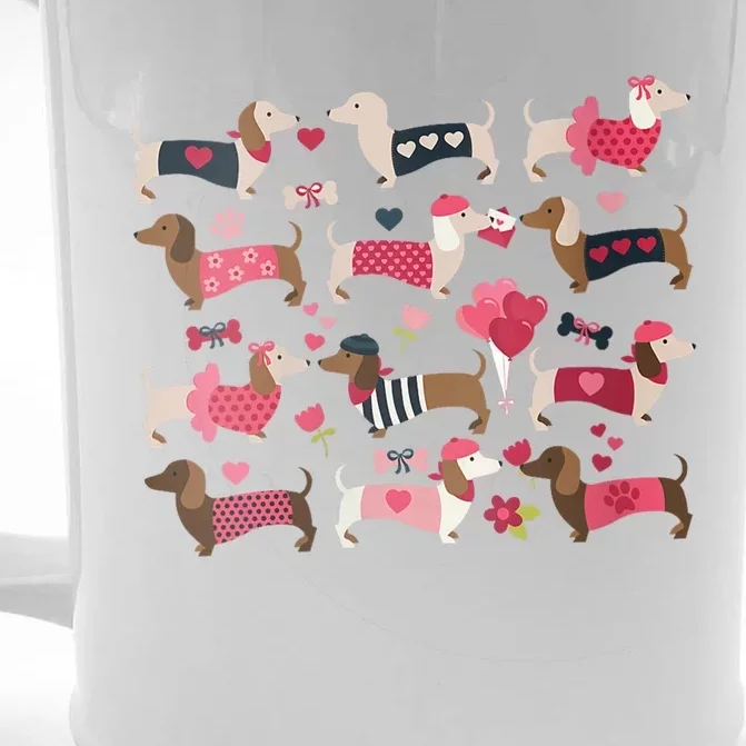 Doxie In Dog Dress Weiner Dachshund Valentines Day Gift Front & Back Beer Stein