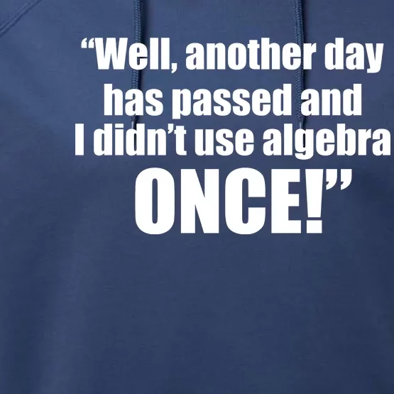 Didn't Use Algebra Today Math Irrelevance Funny Performance Fleece Hoodie