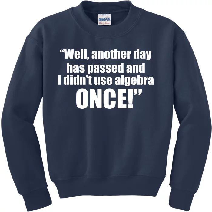 Didn't Use Algebra Today Math Irrelevance Funny Kids Sweatshirt