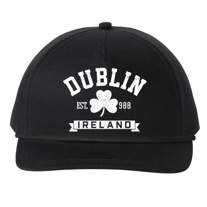 Dublin Ireland Est 988 Clover Leaf Shamrock St Patricks Day Gift Snapback Five-Panel Rope Hat