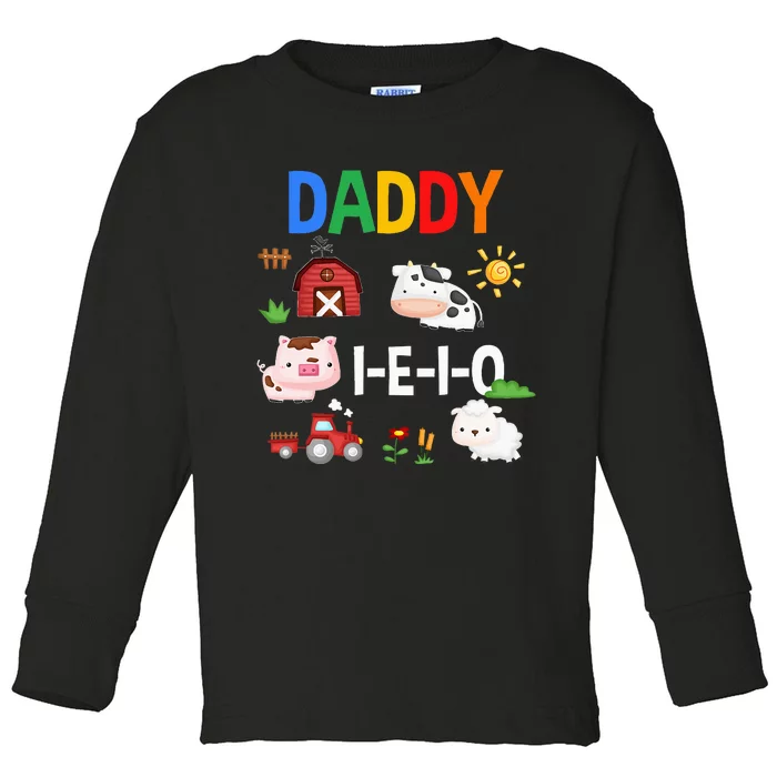 Daddy I E I O Farm Party 3rd Birthday Toddler Long Sleeve Shirt