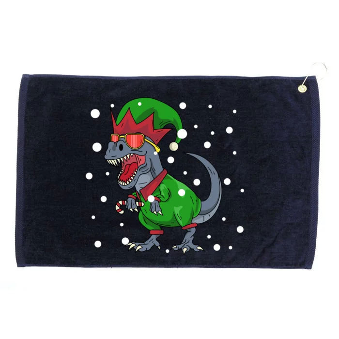 Dinosaur In Elf Costume Christmas Gnome Trex Gift Grommeted Golf Towel