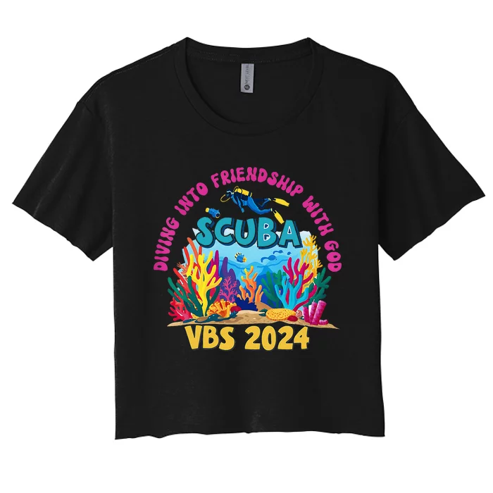 Diving Into Friendship With God Beach Scuba Vbs 2024 Women's Crop Top Tee