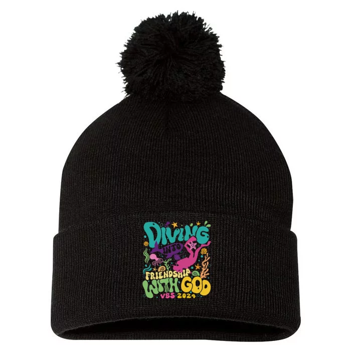 Diving Into Friendship With God Scuba Vbs 2024 Christian Pom Pom 12in Knit Beanie