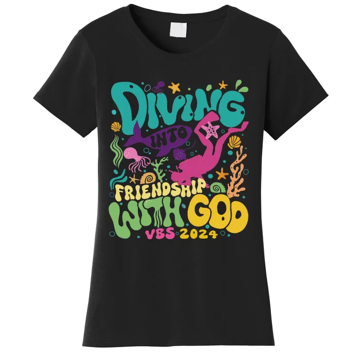 Diving Into Friendship With God Scuba Vbs 2024 Christian Women's T-Shirt