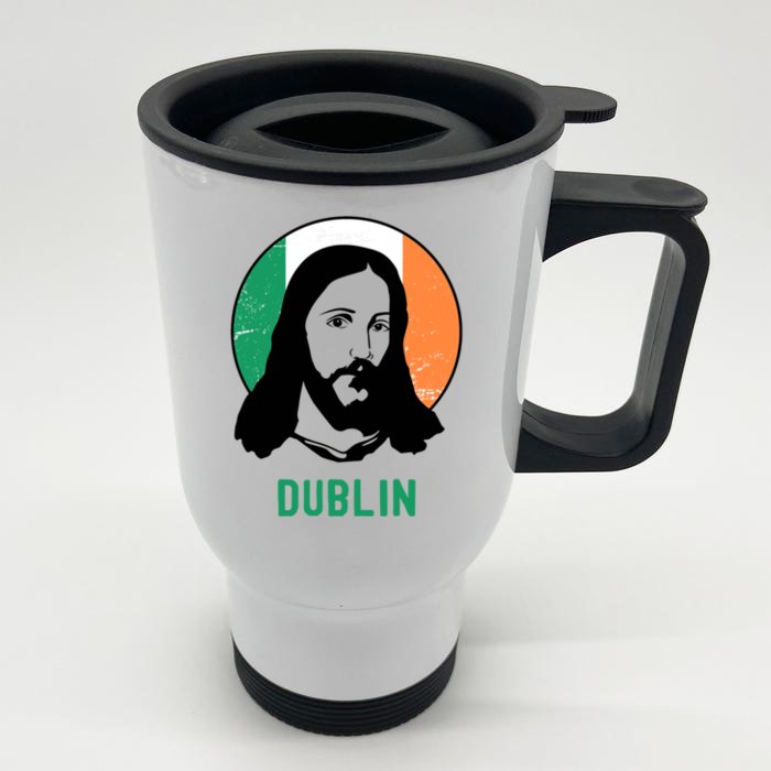 Dublin Ireland Flag Jesus St Patricks Day Gift Front & Back Stainless Steel Travel Mug