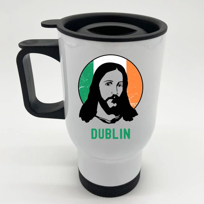 Dublin Ireland Flag Jesus St Patricks Day Gift Front & Back Stainless Steel Travel Mug