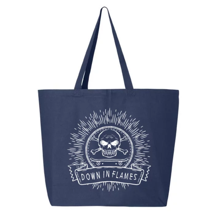 Down In Flames Skull Crossbones Skateboarding 25L Jumbo Tote