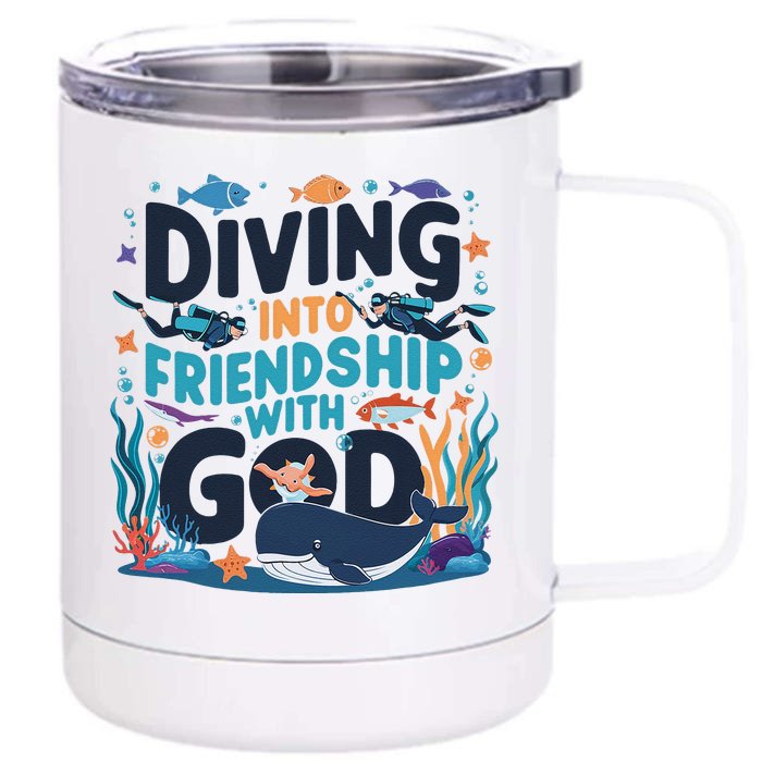 Diving Into Friendship With God Scuba Vbs 2024 Christian Front & Back 12oz Stainless Steel Tumbler Cup