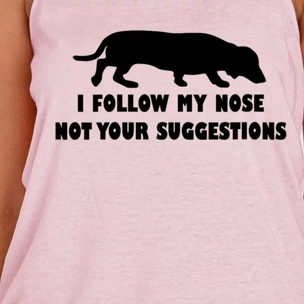 Dachshund I Follow My Nose Nose Not Your Suggestions Women's Knotted Racerback Tank