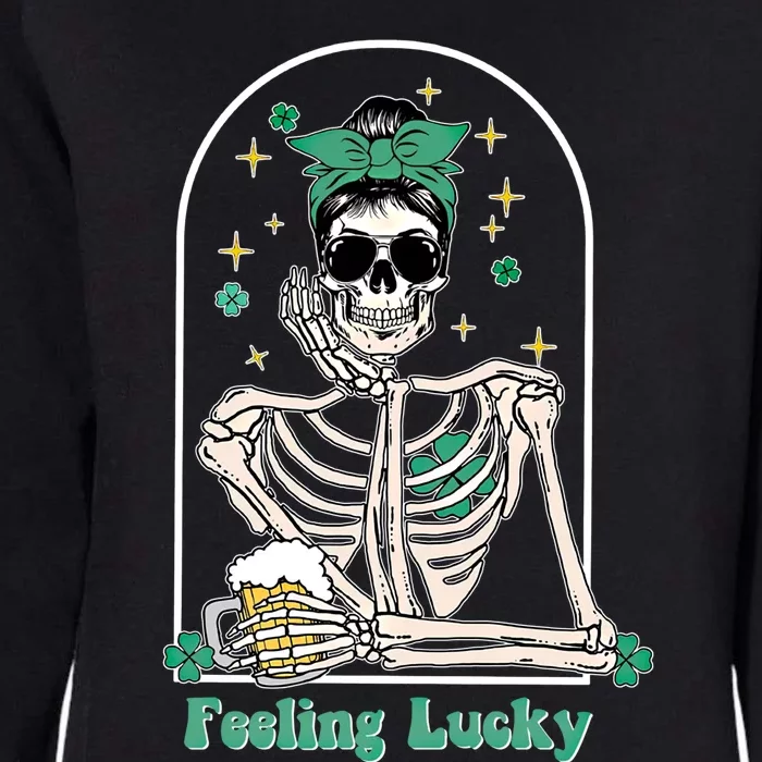 Dead Inside Feeling Lucky Skeleton Shamrocks Patrick's Day Great Gift Womens California Wash Sweatshirt