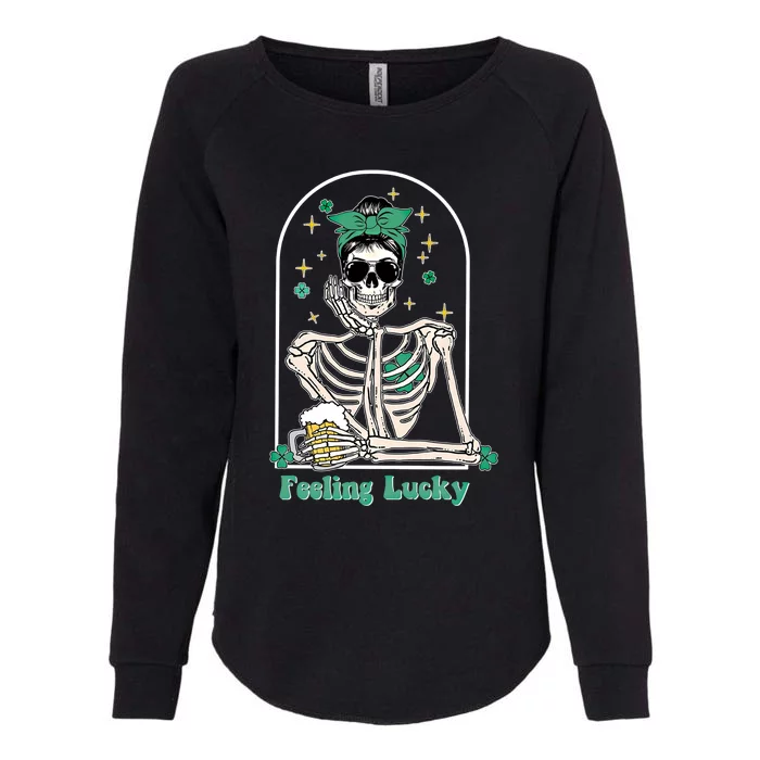 Dead Inside Feeling Lucky Skeleton Shamrocks Patrick's Day Great Gift Womens California Wash Sweatshirt