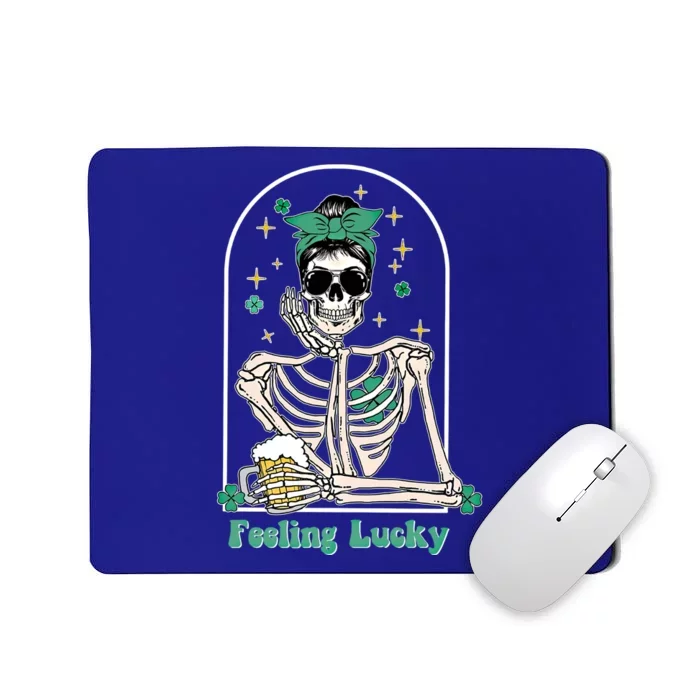 Dead Inside Feeling Lucky Skeleton Shamrocks Patrick's Day Great Gift Mousepad