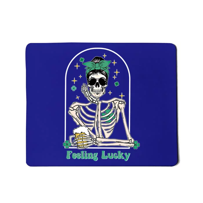 Dead Inside Feeling Lucky Skeleton Shamrocks Patrick's Day Great Gift Mousepad