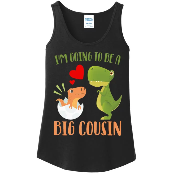 Dinosaur I'm Going To Be a Cousin Baby Reveal 2024 Ladies Essential Tank