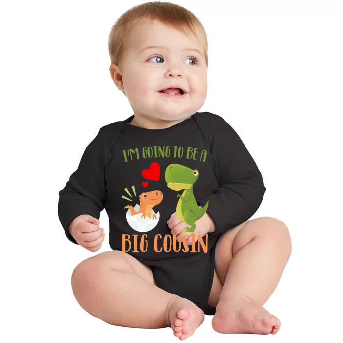 Dinosaur I'm Going To Be a Cousin Baby Reveal 2024 Baby Long Sleeve Bodysuit