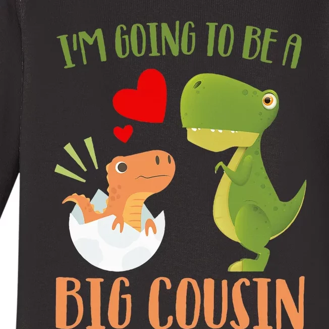 Dinosaur I'm Going To Be a Cousin Baby Reveal 2024 Baby Long Sleeve Bodysuit