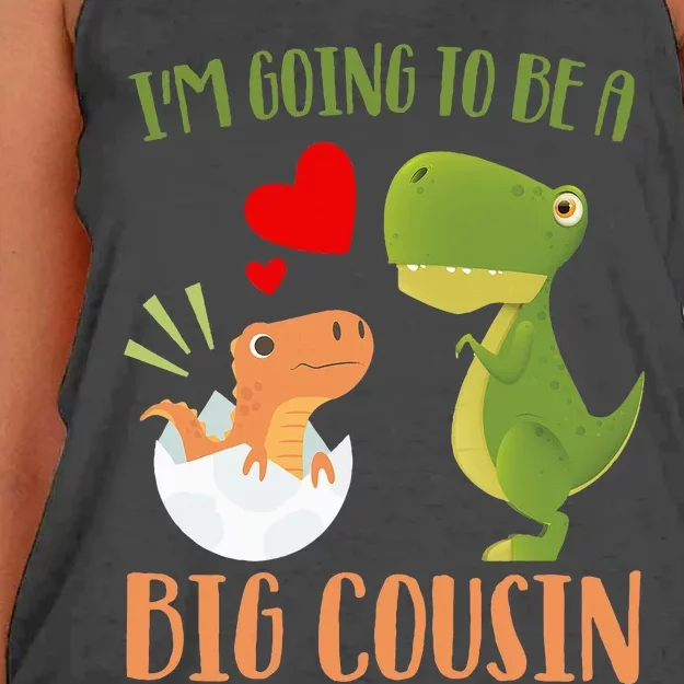 Dinosaur I'm Going To Be a Cousin Baby Reveal 2024 Women's Knotted Racerback Tank