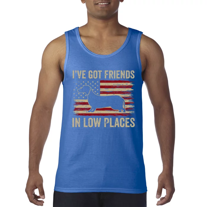 Dachshund I've Got Friends In Low Places Wiener Dog Vintage Tank Top