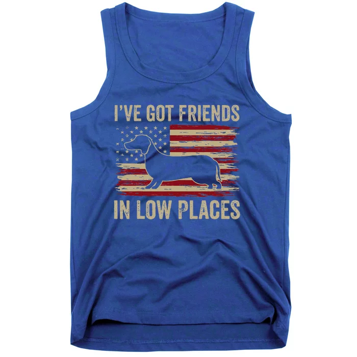 Dachshund I've Got Friends In Low Places Wiener Dog Vintage Tank Top