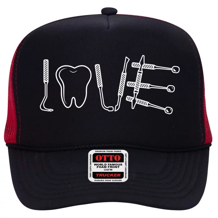 Dentist Instruts Gift Tooth Dental Assistant Dentist Love Gift High Crown Mesh Trucker Hat