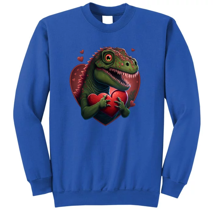 Dino In Heart Design Dinosaur Valentines Day Gift Tall Sweatshirt