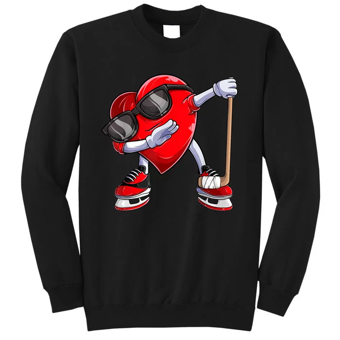 Dabbing Ice Hockey Heart Gift For Valentine's Day Men Boys Kids Gift Tall Sweatshirt