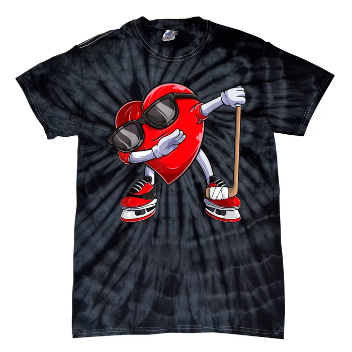 Dabbing Ice Hockey Heart Gift For Valentine's Day Men Boys Kids Gift Tie-Dye T-Shirt