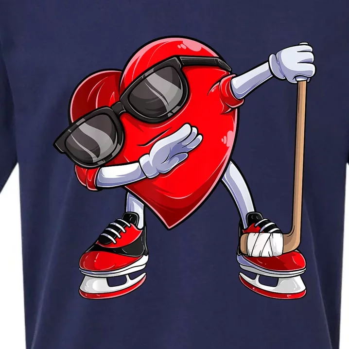 Dabbing Ice Hockey Heart Gift For Valentine's Day Men Boys Kids Gift Sueded Cloud Jersey T-Shirt