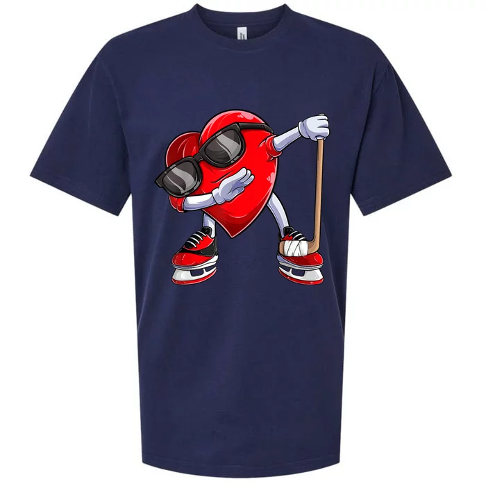 Dabbing Ice Hockey Heart Gift For Valentine's Day Men Boys Kids Gift Sueded Cloud Jersey T-Shirt