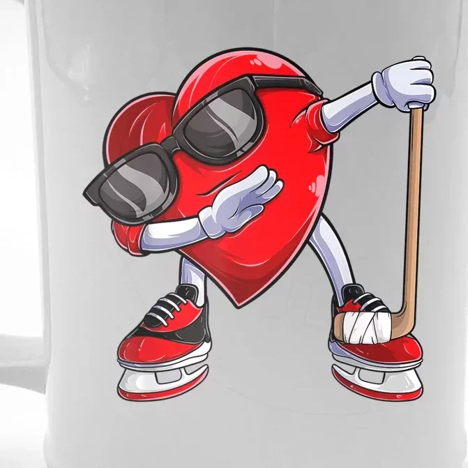 Dabbing Ice Hockey Heart Gift For Valentine's Day Men Boys Kids Gift Front & Back Beer Stein