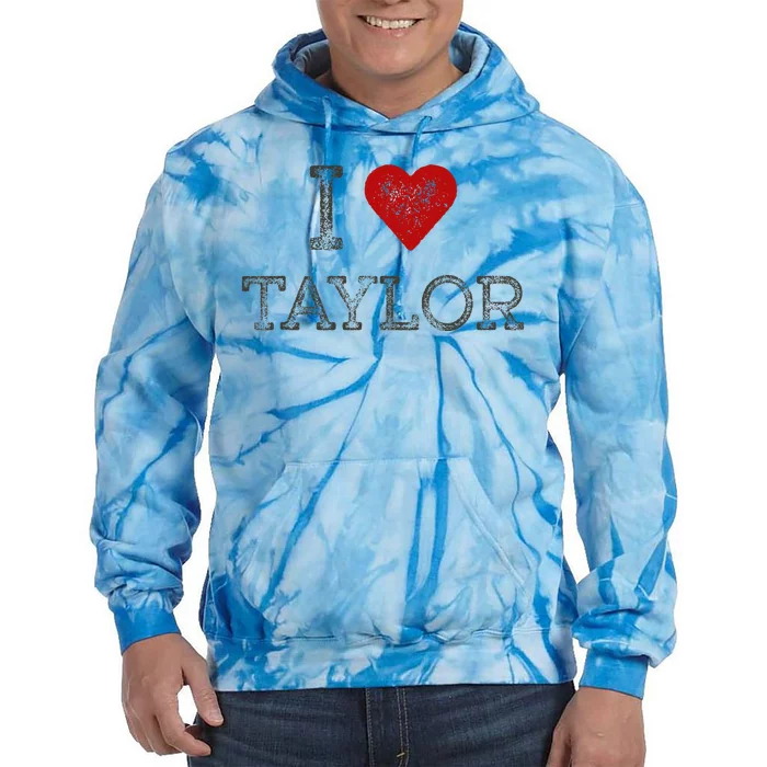 Distressed I Heart Michigan I Love Taylor Tie Dye Hoodie