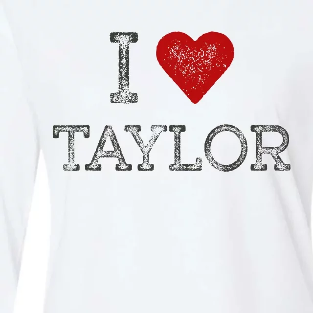 Distressed I Heart Michigan I Love Taylor Womens Cotton Relaxed Long Sleeve T-Shirt