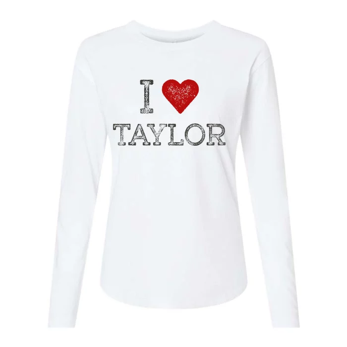 Distressed I Heart Michigan I Love Taylor Womens Cotton Relaxed Long Sleeve T-Shirt