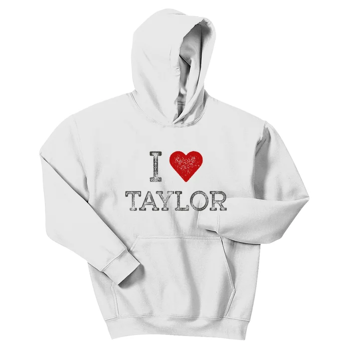 Distressed I Heart Michigan I Love Taylor Kids Hoodie