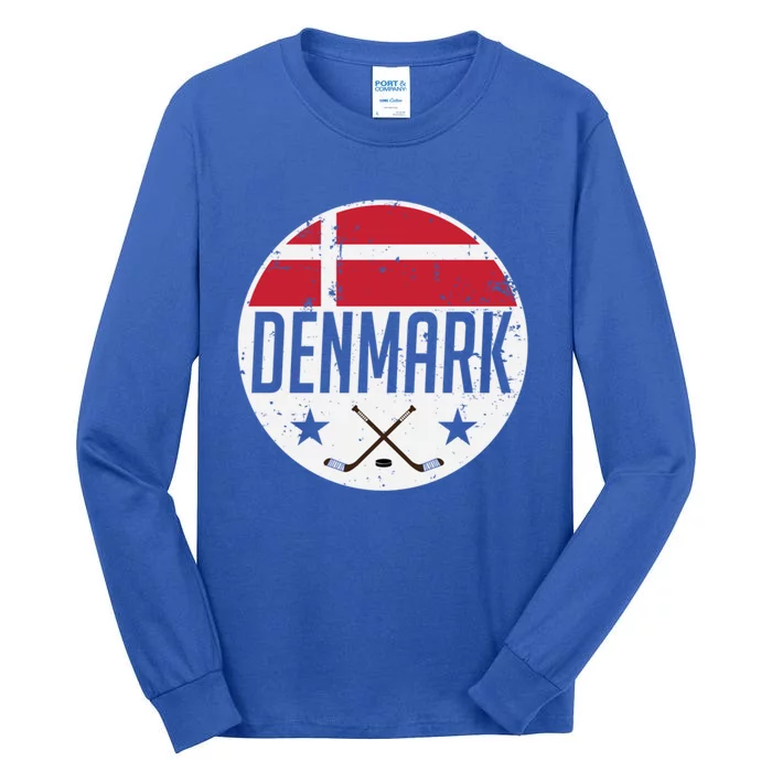 Denmark Ice Hockey Flag Jersey Supporter Danish Fan Gift Tall Long Sleeve T-Shirt