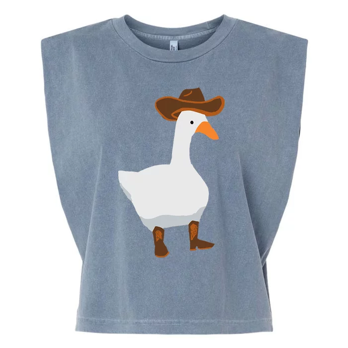 Duck In His Cowboy Hat Goose In Boots Garment-Dyed Women's Muscle Tee