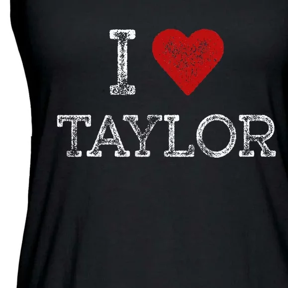 Distressed I Heart Taylor Michigan I Love Taylor Ladies Essential Flowy Tank