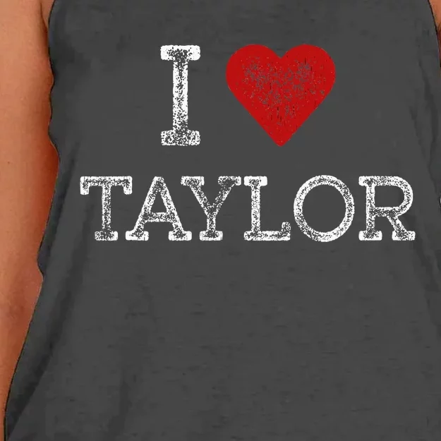 Distressed I Heart Taylor Michigan I Love Taylor Women's Knotted Racerback Tank