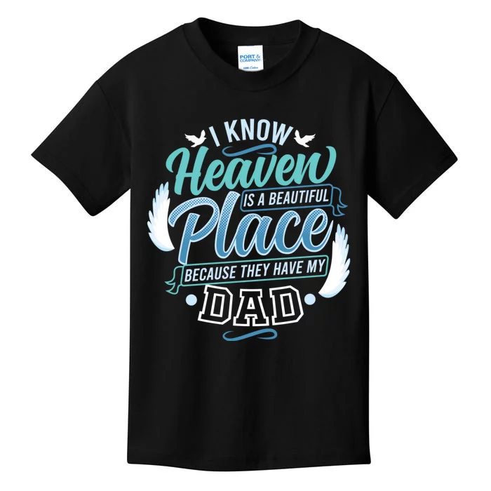 Dad In Heaven Guardian Angel Father Remembering Papa Memory Kids T-Shirt