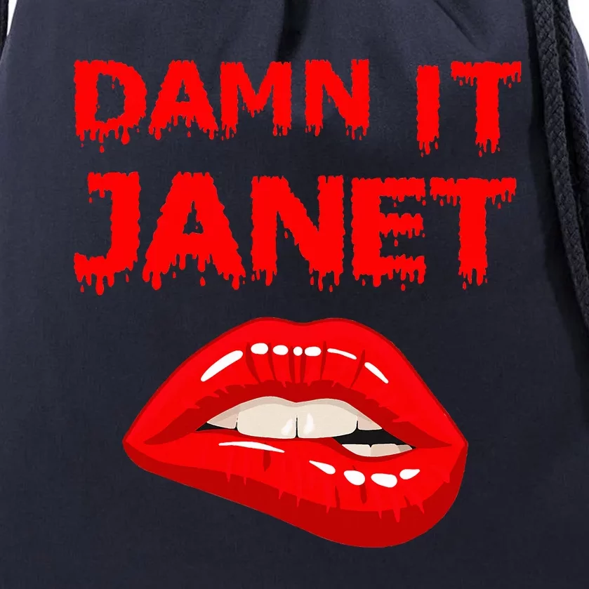 Damn It Janet with Bitting Red Lips of Pleasure Drawstring Bag