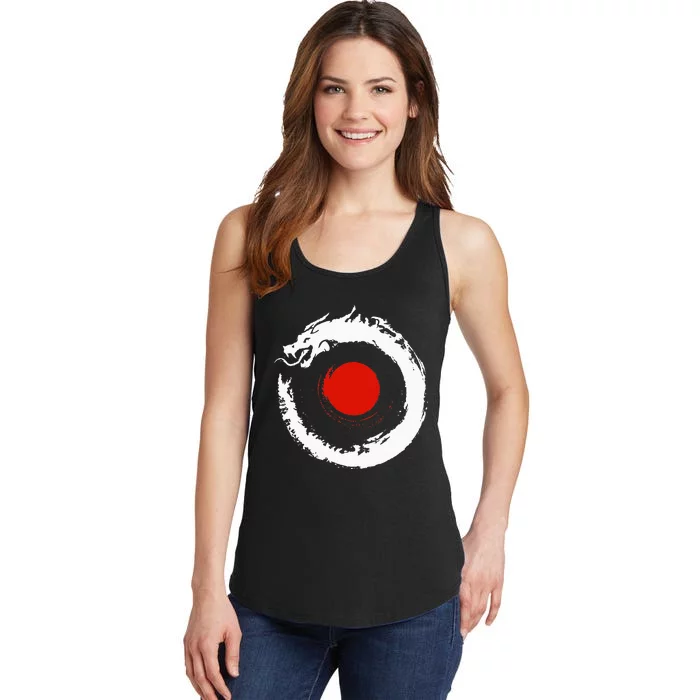 Dragon In Japanese Zen Buddhist Enso Circle Ladies Essential Tank